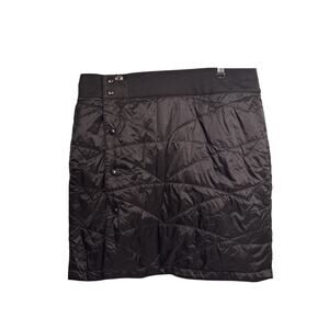 L.L. Bean Skirt Womens 10 Black PrimaLoft Insulated Quilted Snap Front Stretch